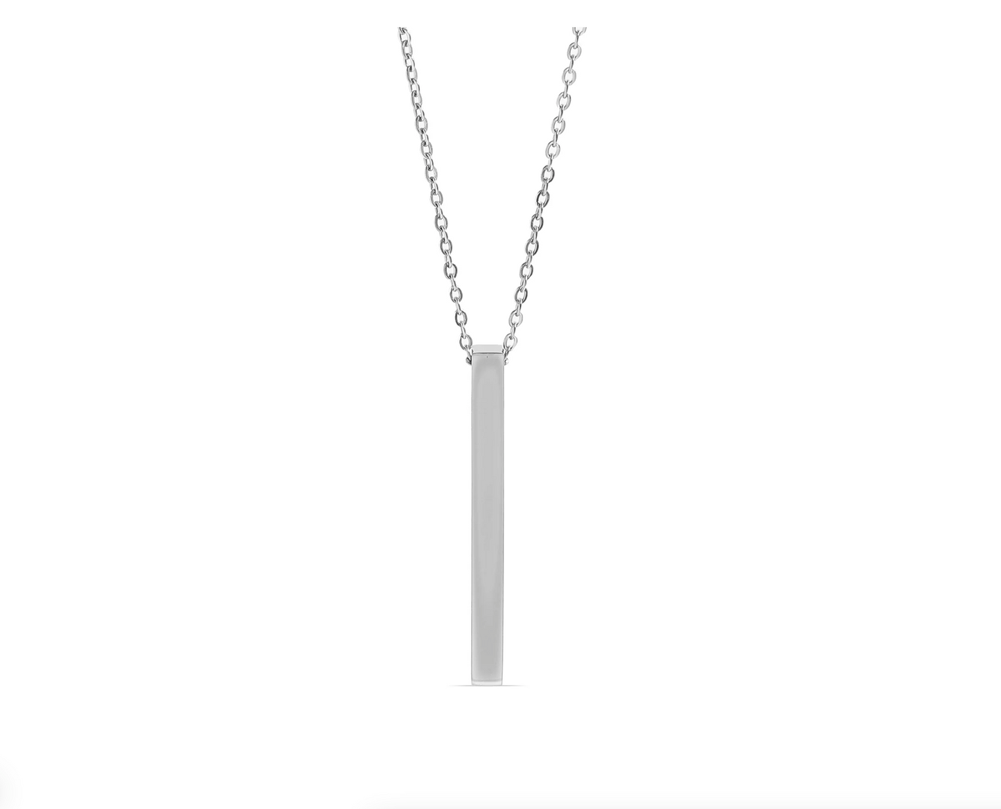Square 4 Sides Vertical Bar Necklace - 18K Gold PVD Stainless Steel
