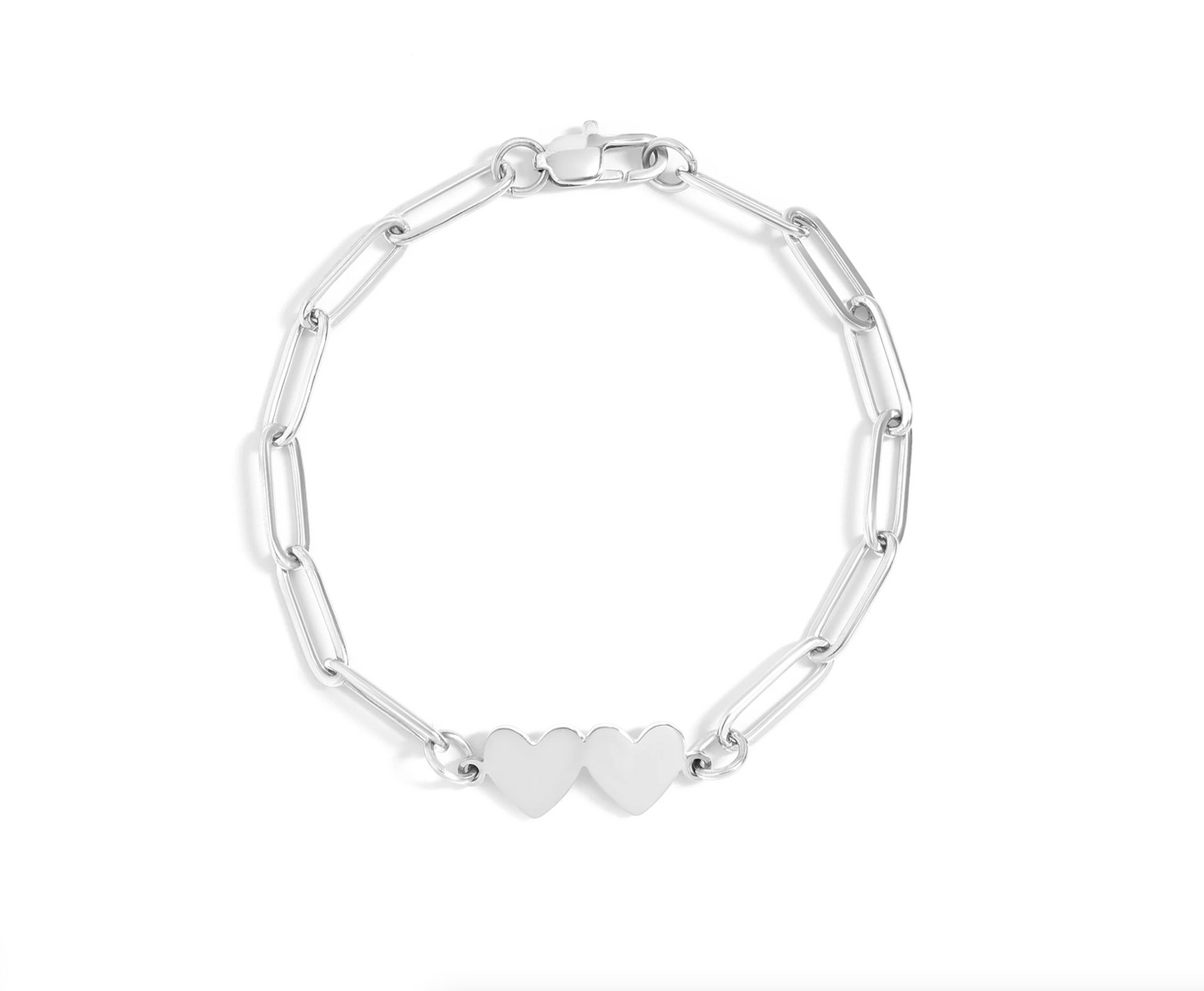 Two Heart Paperclip Bracelet - 18K Gold PVD Stainless Steel