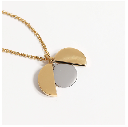 Circle Hidden Message Necklace - 18K Gold PVD Stainless Steel