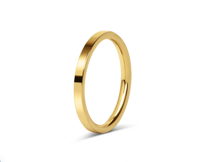 Flat 2mm to 8mm Width Anatomic Fit - 18K Gold PVD Stainless Steel