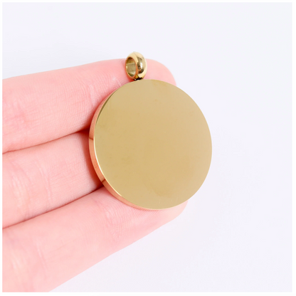 Round Pendant 1” or 1.25” - 18K Gold PVD Stainless Steel