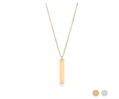 Hidden Message Sliding Blank Bar Necklace- 18K Gold PVD Stainless Steel