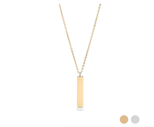 Hidden Message Sliding Blank Bar Necklace- 18K Gold PVD Stainless Steel