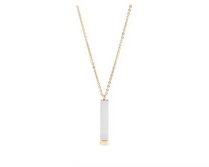 Hidden Message Sliding Blank Bar Necklace- 18K Gold PVD Stainless Steel