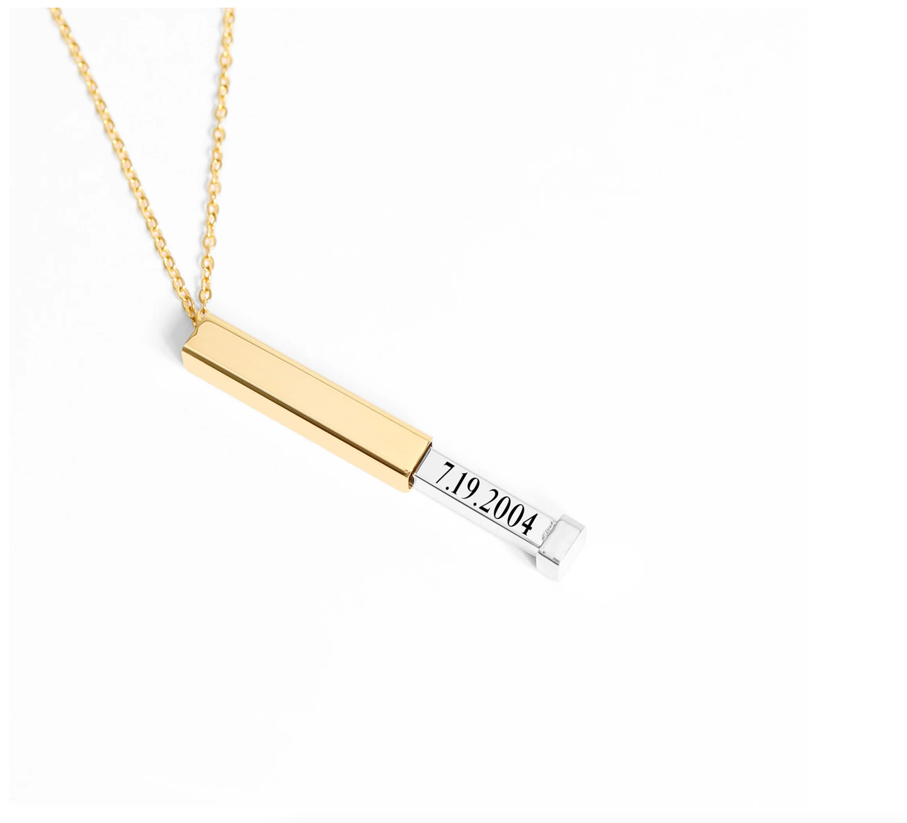 Hidden Message Sliding Blank Bar Necklace- 18K Gold PVD Stainless Steel